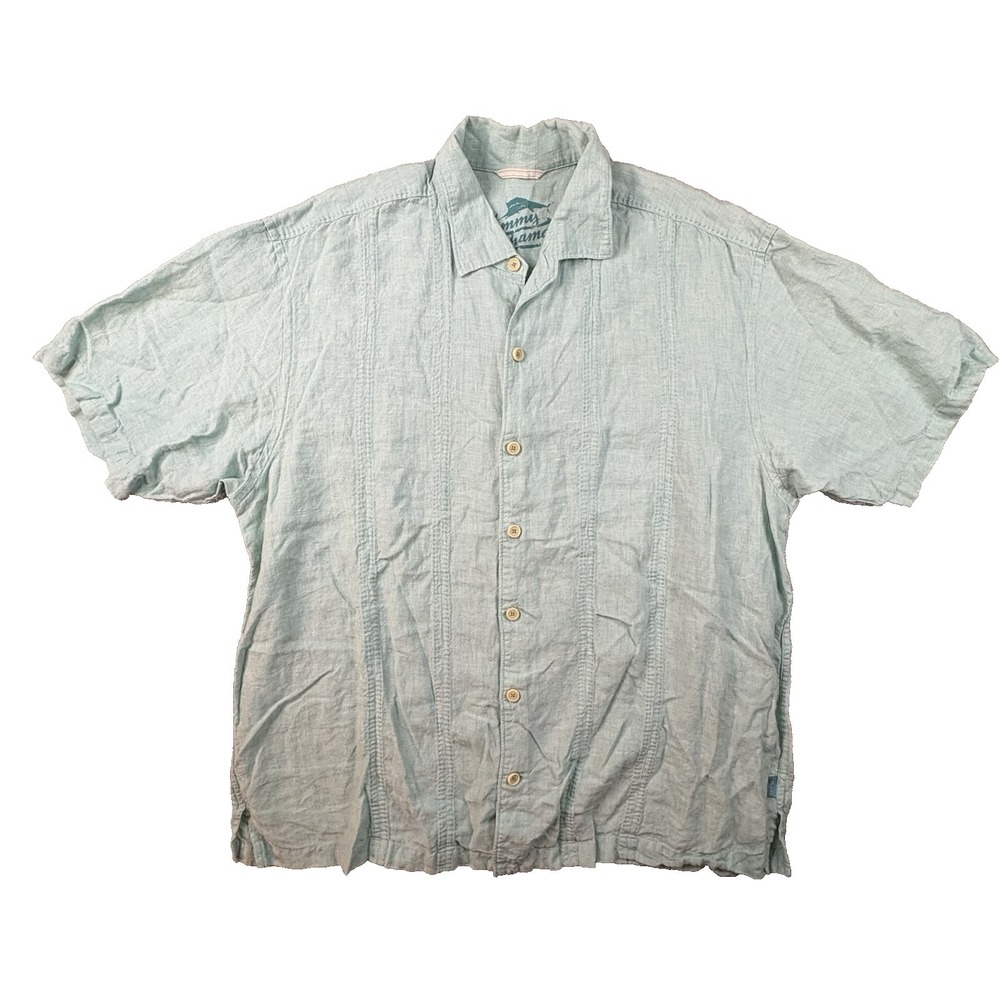 Tommy Bahama Men's XL Teal/Seafoam Linen SS Button Up Shirt‎ SEE DESCRIPTION